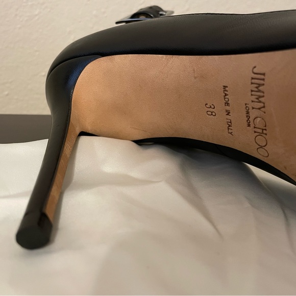 Jimmy Choo open toe ankle strap black heels 38 - Picture 9 of 13